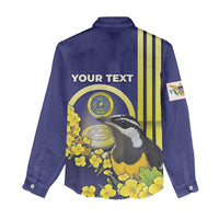 Personalized United States Virgin Islands Women Casual Shirt Bananaquit Bird With Yellow Sage Flowers - Wonder Print Shop