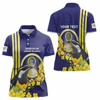Personalized United States Virgin Islands Women Polo Shirt Bananaquit Bird With Yellow Sage Flowers - Wonder Print Shop