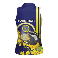 Personalized United States Virgin Islands Women Sleeveless Polo Shirt Bananaquit Bird With Yellow Sage Flowers - Wonder Print Shop