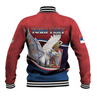 Personalized Serbia Baseball Jacket White Double Headed Eagle With Coat Of Arms - Wonder Print Shop