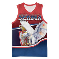 Personalized Serbia Basketball Jersey White Double Headed Eagle With Coat Of Arms - Wonder Print Shop