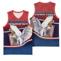 Personalized Serbia Basketball Jersey White Double Headed Eagle With Coat Of Arms - Wonder Print Shop