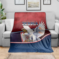 Serbia Blanket White Double Headed Eagle With Coat Of Arms - Wonder Print Shop