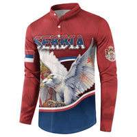 Personalized Serbia Button Sweatshirt White Double Headed Eagle With Coat Of Arms - Wonder Print Shop