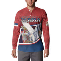 Personalized Serbia Button Sweatshirt White Double Headed Eagle With Coat Of Arms - Wonder Print Shop