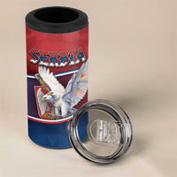 Personalized Serbia 4 in 1 Can Cooler Tumbler White Double Headed Eagle With Coat Of Arms - Wonder Print Shop