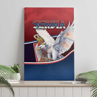Serbia Canvas Wall Art White Double Headed Eagle With Coat Of Arms - Wonder Print Shop