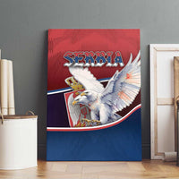Serbia Canvas Wall Art White Double Headed Eagle With Coat Of Arms - Wonder Print Shop
