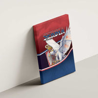 Serbia Canvas Wall Art White Double Headed Eagle With Coat Of Arms - Wonder Print Shop