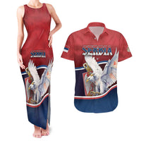 Personalized Serbia Couples Matching Tank Maxi Dress and Hawaiian Shirt White Double Headed Eagle With Coat Of Arms - Wonder Print Shop