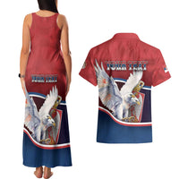 Personalized Serbia Couples Matching Tank Maxi Dress and Hawaiian Shirt White Double Headed Eagle With Coat Of Arms - Wonder Print Shop