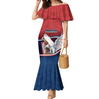 Personalized Serbia Family Matching Mermaid Dress and Hawaiian Shirt White Double Headed Eagle With Coat Of Arms - Wonder Print Shop