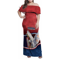 Personalized Serbia Family Matching Off Shoulder Maxi Dress and Hawaiian Shirt White Double Headed Eagle With Coat Of Arms - Wonder Print Shop