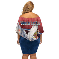 Personalized Serbia Family Matching Off Shoulder Short Dress and Hawaiian Shirt White Double Headed Eagle With Coat Of Arms - Wonder Print Shop