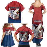 Personalized Serbia Family Matching Summer Maxi Dress and Hawaiian Shirt White Double Headed Eagle With Coat Of Arms - Wonder Print Shop