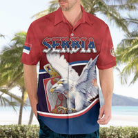 Personalized Serbia Hawaiian Shirt White Double Headed Eagle With Coat Of Arms - Wonder Print Shop