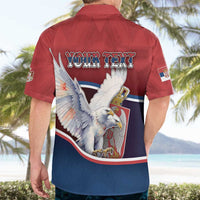 Personalized Serbia Hawaiian Shirt White Double Headed Eagle With Coat Of Arms - Wonder Print Shop
