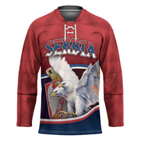 Personalized Serbia Hockey Jersey White Double Headed Eagle With Coat Of Arms - Wonder Print Shop