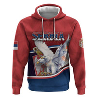 Personalized Serbia Hoodie White Double Headed Eagle With Coat Of Arms - Wonder Print Shop