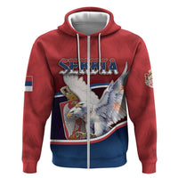 Personalized Serbia Hoodie White Double Headed Eagle With Coat Of Arms - Wonder Print Shop