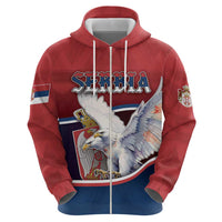 Personalized Serbia Hoodie White Double Headed Eagle With Coat Of Arms - Wonder Print Shop