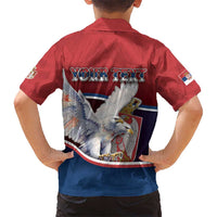 Personalized Serbia Kid Hawaiian Shirt White Double Headed Eagle With Coat Of Arms - Wonder Print Shop