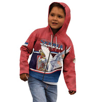 Personalized Serbia Kid Hoodie White Double Headed Eagle With Coat Of Arms - Wonder Print Shop