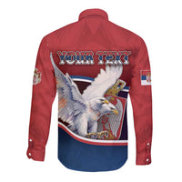 Personalized Serbia Long Sleeve Button Shirt White Double Headed Eagle With Coat Of Arms - Wonder Print Shop