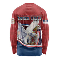 Personalized Serbia Long Sleeve Shirt White Double Headed Eagle With Coat Of Arms - Wonder Print Shop