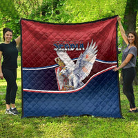 Serbia Quilt White Double Headed Eagle With Coat Of Arms - Wonder Print Shop