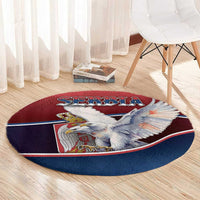 Serbia Round Carpet White Double Headed Eagle With Coat Of Arms - Wonder Print Shop