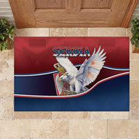 Serbia Rubber Doormat White Double Headed Eagle With Coat Of Arms - Wonder Print Shop