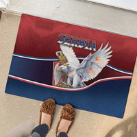 Serbia Rubber Doormat White Double Headed Eagle With Coat Of Arms - Wonder Print Shop