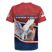 Personalized Serbia Rugby Jersey White Double Headed Eagle With Coat Of Arms - Wonder Print Shop