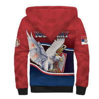 Personalized Serbia Sherpa Hoodie White Double Headed Eagle With Coat Of Arms - Wonder Print Shop