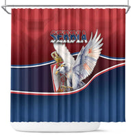 Serbia Shower Curtain White Double Headed Eagle With Coat Of Arms - Wonder Print Shop