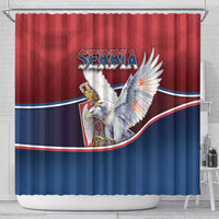 Serbia Shower Curtain White Double Headed Eagle With Coat Of Arms - Wonder Print Shop
