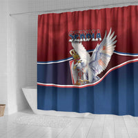 Serbia Shower Curtain White Double Headed Eagle With Coat Of Arms - Wonder Print Shop