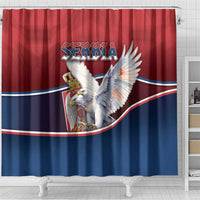 Serbia Shower Curtain White Double Headed Eagle With Coat Of Arms - Wonder Print Shop
