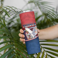 Personalized Serbia Skinny Tumbler White Double Headed Eagle With Coat Of Arms - Wonder Print Shop