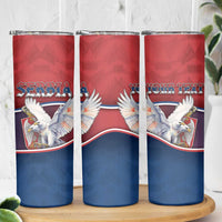 Personalized Serbia Skinny Tumbler White Double Headed Eagle With Coat Of Arms - Wonder Print Shop