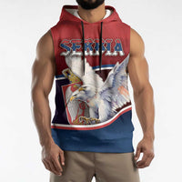 Personalized Serbia Sleeveless Hoodie White Double Headed Eagle With Coat Of Arms - Wonder Print Shop