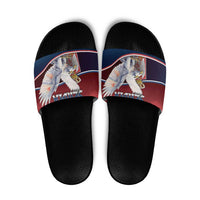 Serbia Slide Sandals White Double Headed Eagle With Coat Of Arms - Wonder Print Shop
