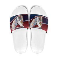 Serbia Slide Sandals White Double Headed Eagle With Coat Of Arms - Wonder Print Shop