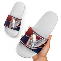 Serbia Slide Sandals White Double Headed Eagle With Coat Of Arms - Wonder Print Shop