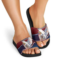 Serbia Slide Sandals White Double Headed Eagle With Coat Of Arms - Wonder Print Shop