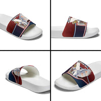 Serbia Slide Sandals White Double Headed Eagle With Coat Of Arms - Wonder Print Shop