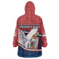 Personalized Serbia Wearable Blanket Hoodie White Double Headed Eagle With Coat Of Arms - Wonder Print Shop