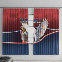 Serbia Window Curtain White Double Headed Eagle With Coat Of Arms - Wonder Print Shop