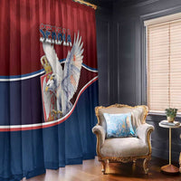 Serbia Window Curtain White Double Headed Eagle With Coat Of Arms - Wonder Print Shop